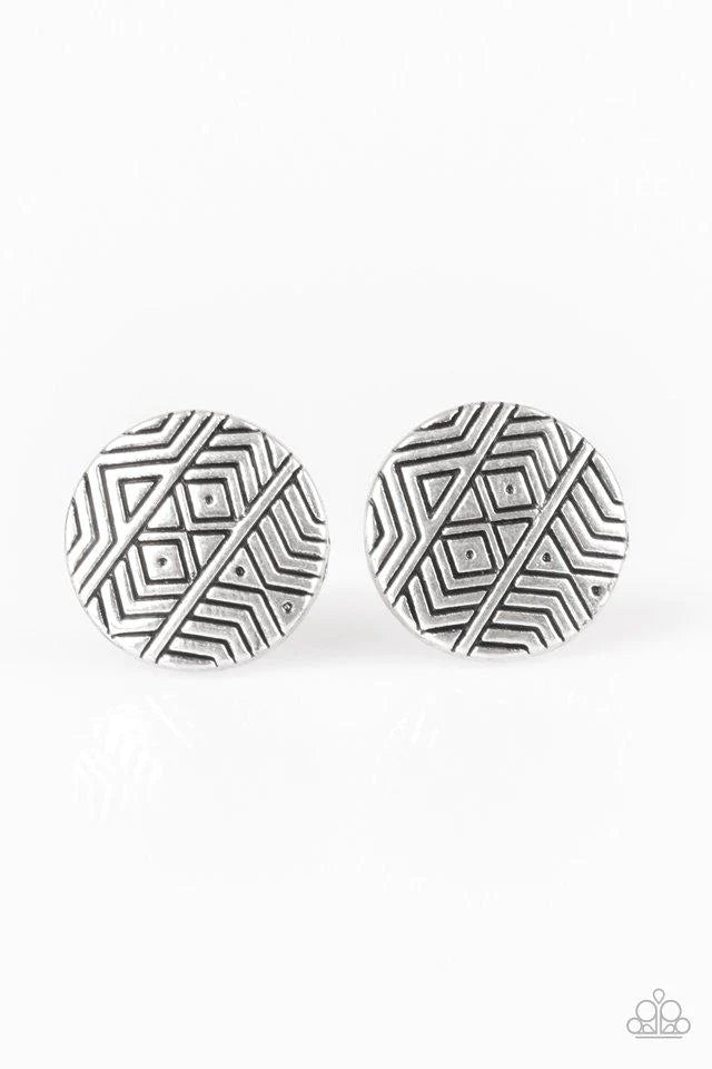 Paparazzi - Bright As A Button - Silver Post Earrings