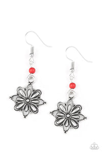 Paparazzi - Cactus Blossom - Red Earrings