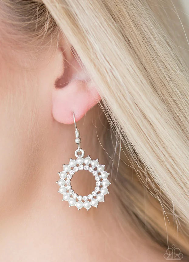 Paparazzi - Wreathed in Radiance - White Earrings