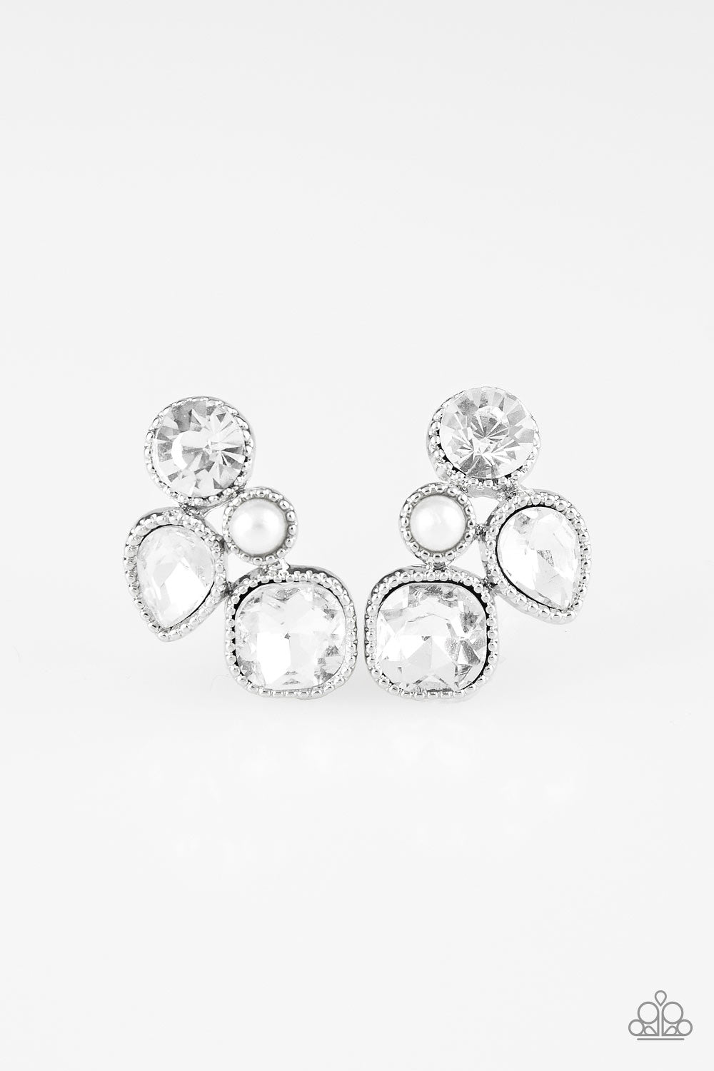 Incredibly Iconic - White - Silver Earrings - Paparazzi Accessories